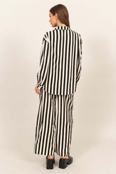 Stylish Black Striped Button Up Shirt and Pants Set, Outfit Sets, $ 59.00, A Moment Of Now™
